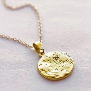 Gold Sun and Moon Pendant Necklace